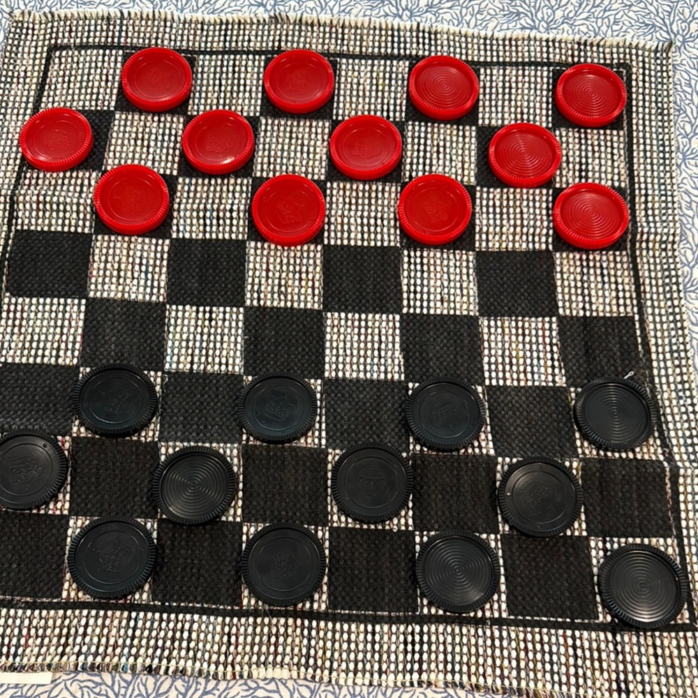 Classic Red and Black Checkers Game Set